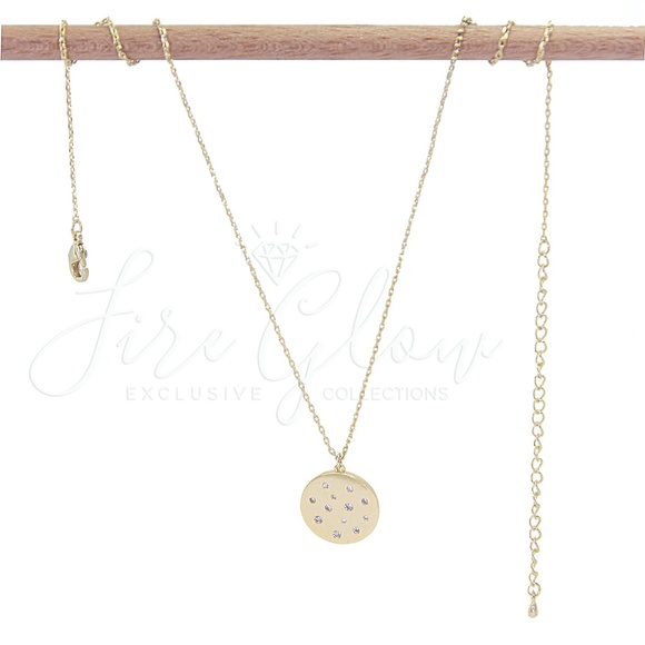 Gold Studded Disc Pendant Necklace - Picture 3 of 8
